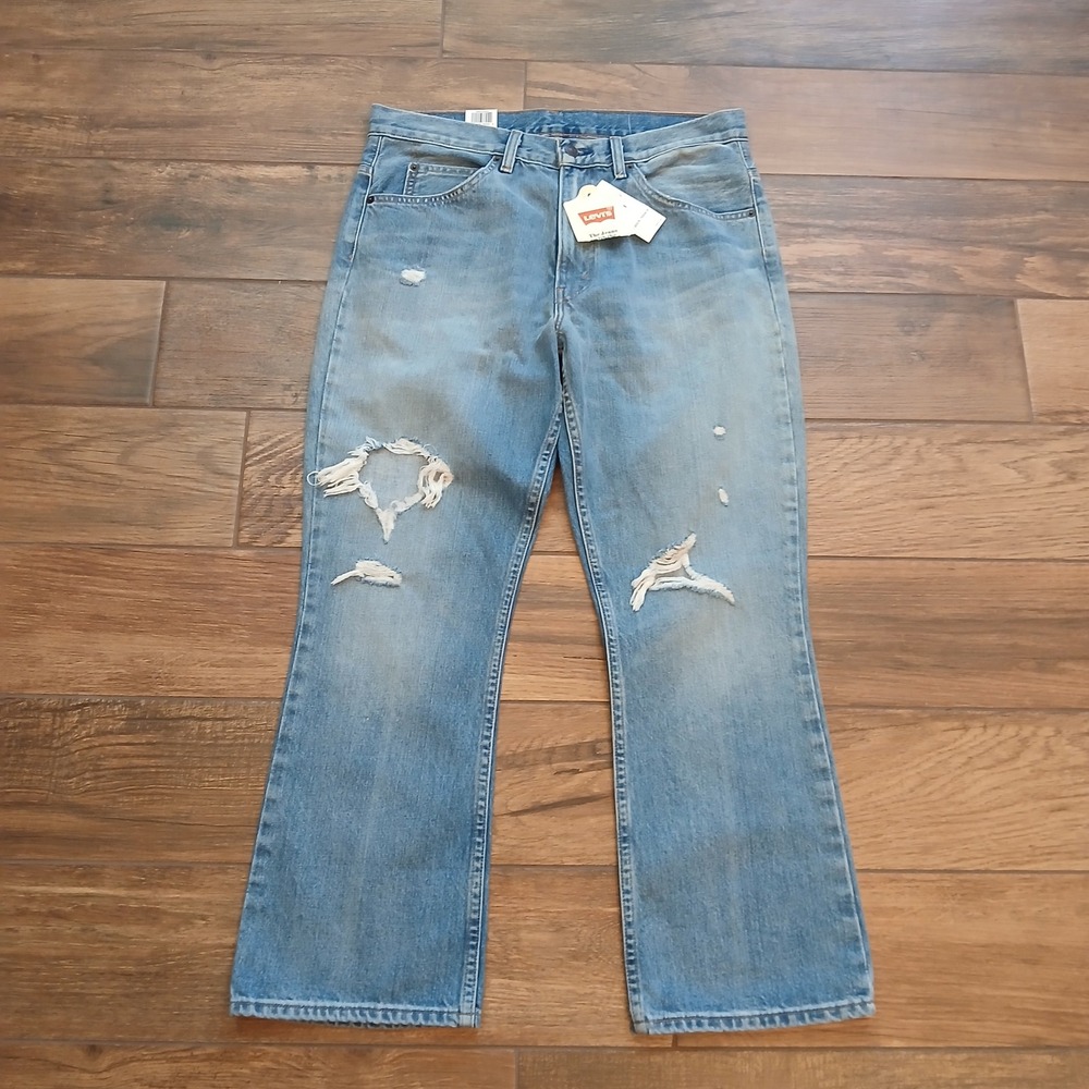 Levis Jeans Womens 31 Blue Denim 517 Bootcut Cropped High Rise Orange Tags - Picture 3 of 11